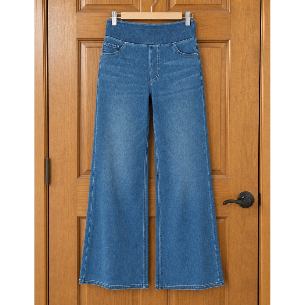 Halara Flex High Waisted Baggy Wide Leg Washed Casual Jeans Blue Large NWT